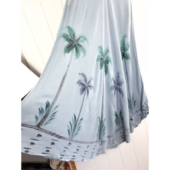 Advance Apparels Hawaiian Palm Tree V-Neck Tie Dye Umbrella Dress Beach Vacation - Picture 5 of 10